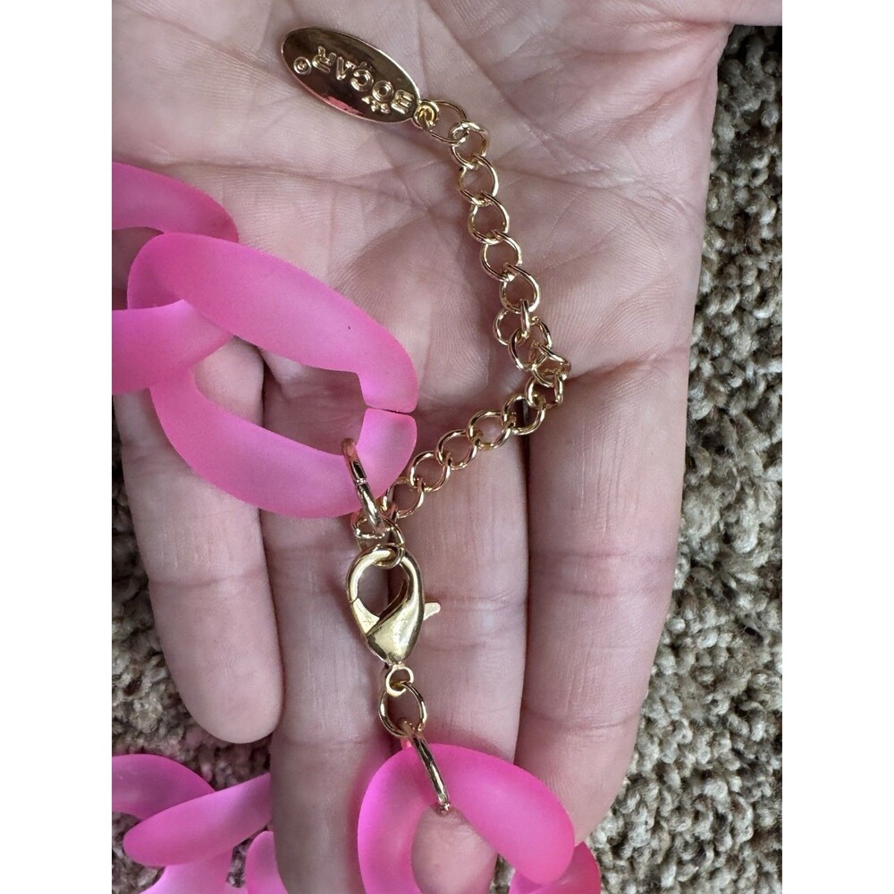 Pink Gold Oval Link Statement Necklace Adjustable Lobster Clasp - Picture 2 of 2